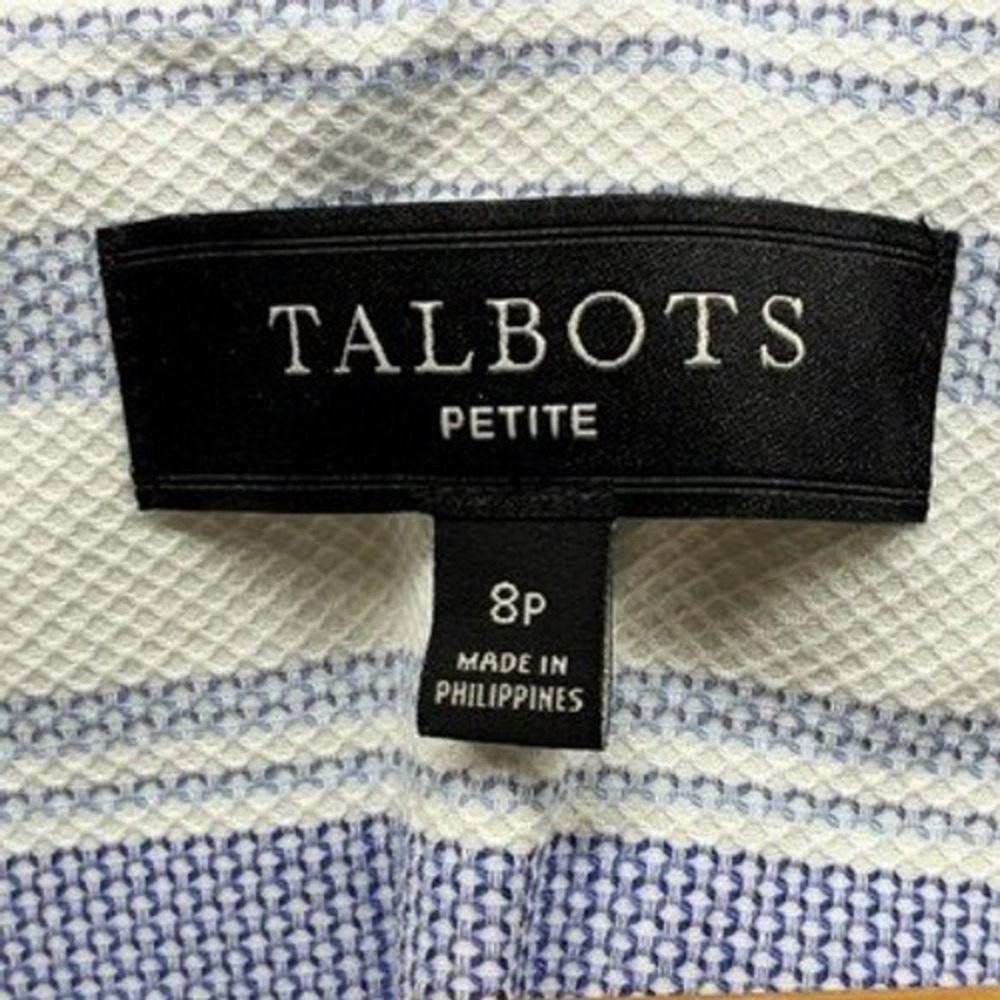 Talbots Biscay Open-Front Jacket Women's 8P Blue White Striped Blazer Office - Picture 5 of 10